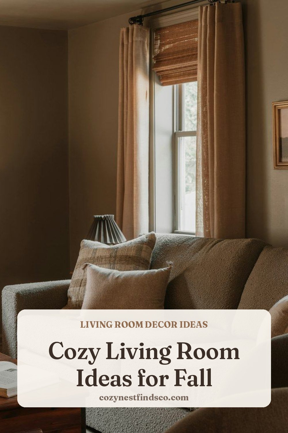 Cozy Living Room Ideas for Fall: 12 Easy Updates: pin image for Pinterest