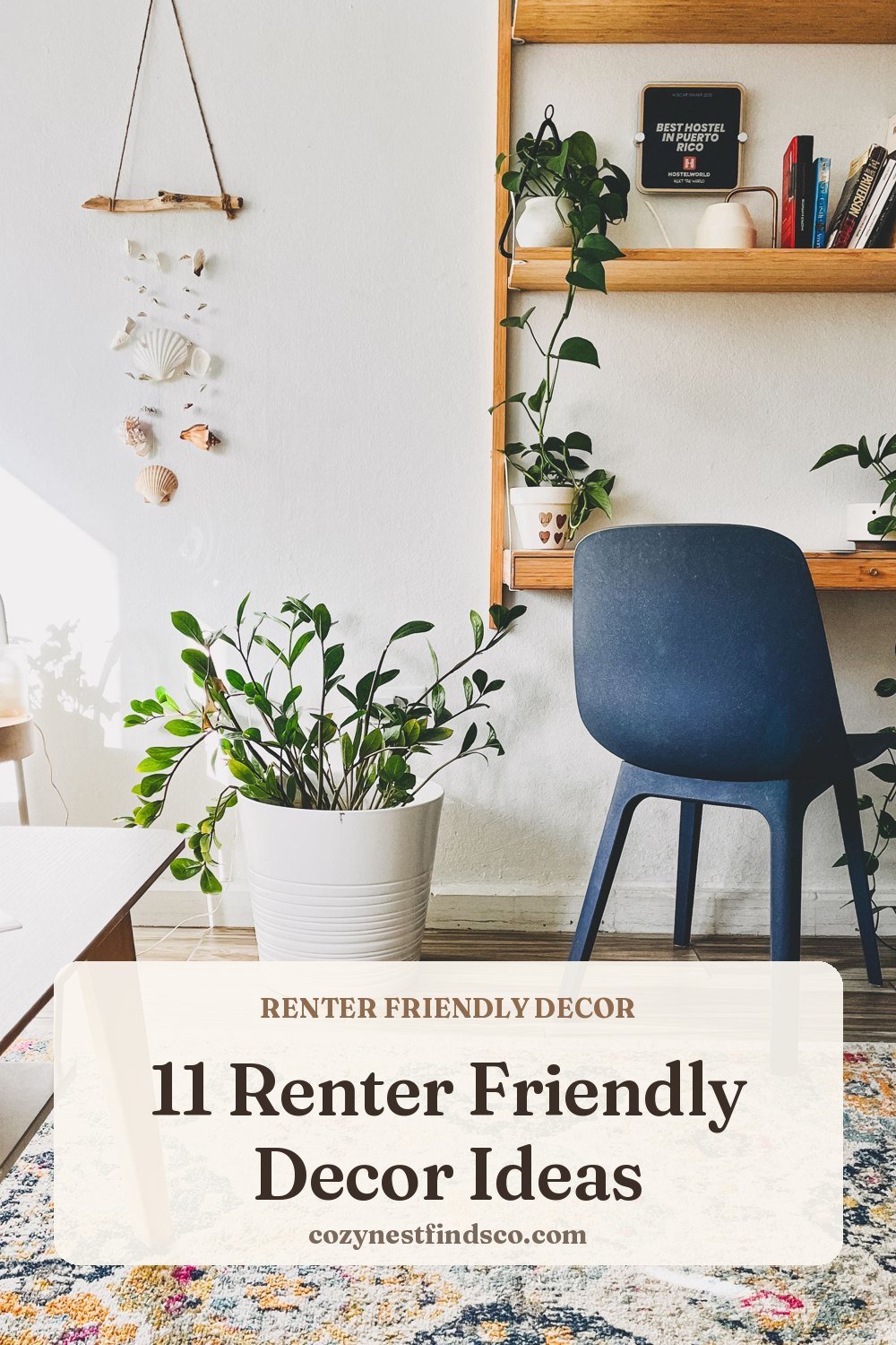 11 Renter Friendly Decor Ideas: pin image for Pinterest